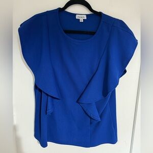I. C’est La Vie Ruffle detail Blue Blouse size XL